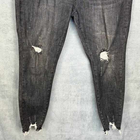 Judy Blue Jeans Women 13/31 Black Skinny Fit Button Fly Stretch Distressed Denim - Picture 3 of 12